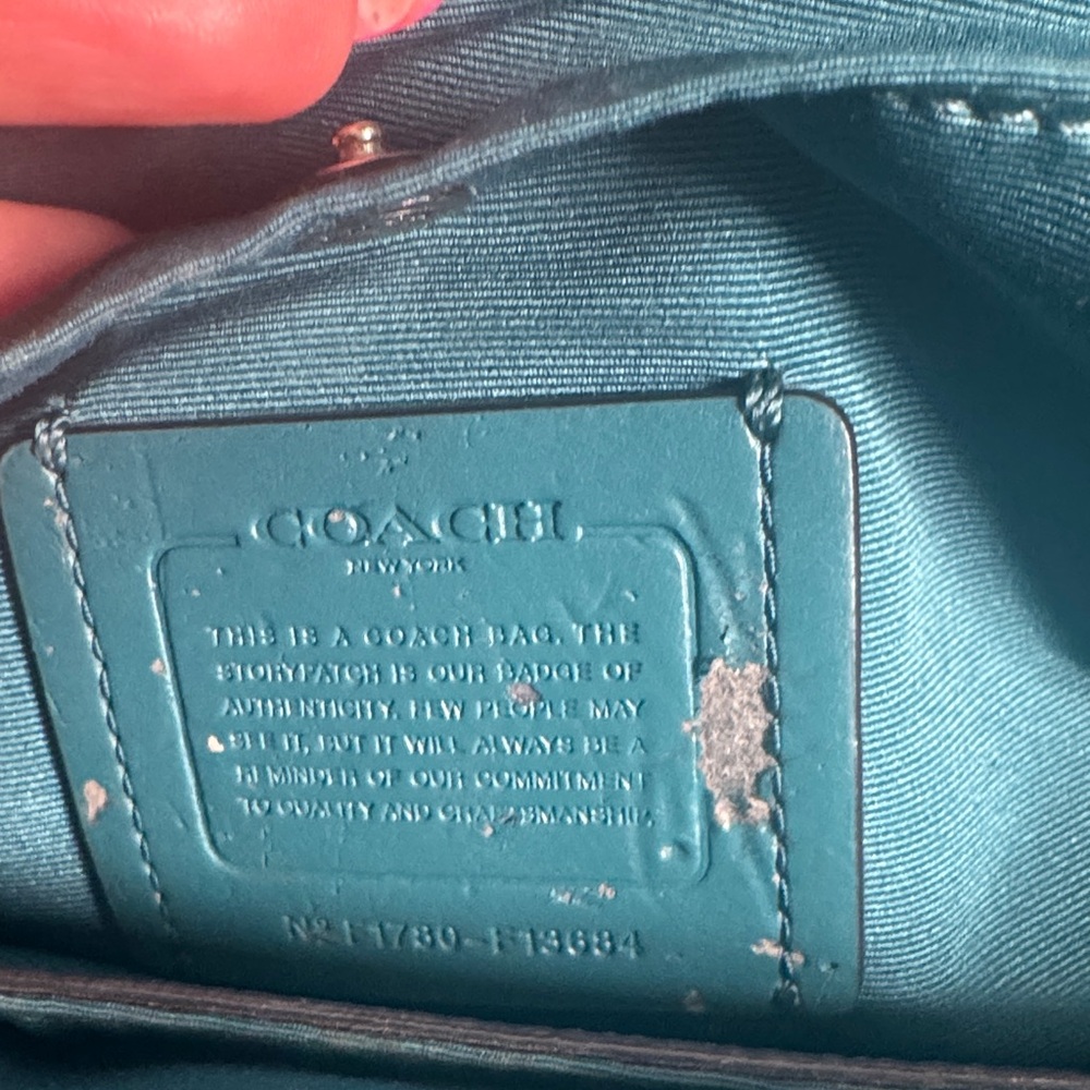 Coach Teal Leather Tote Bag - Picture 12 of 14